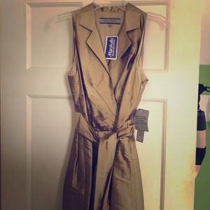 Gold Pleated Evening Dress